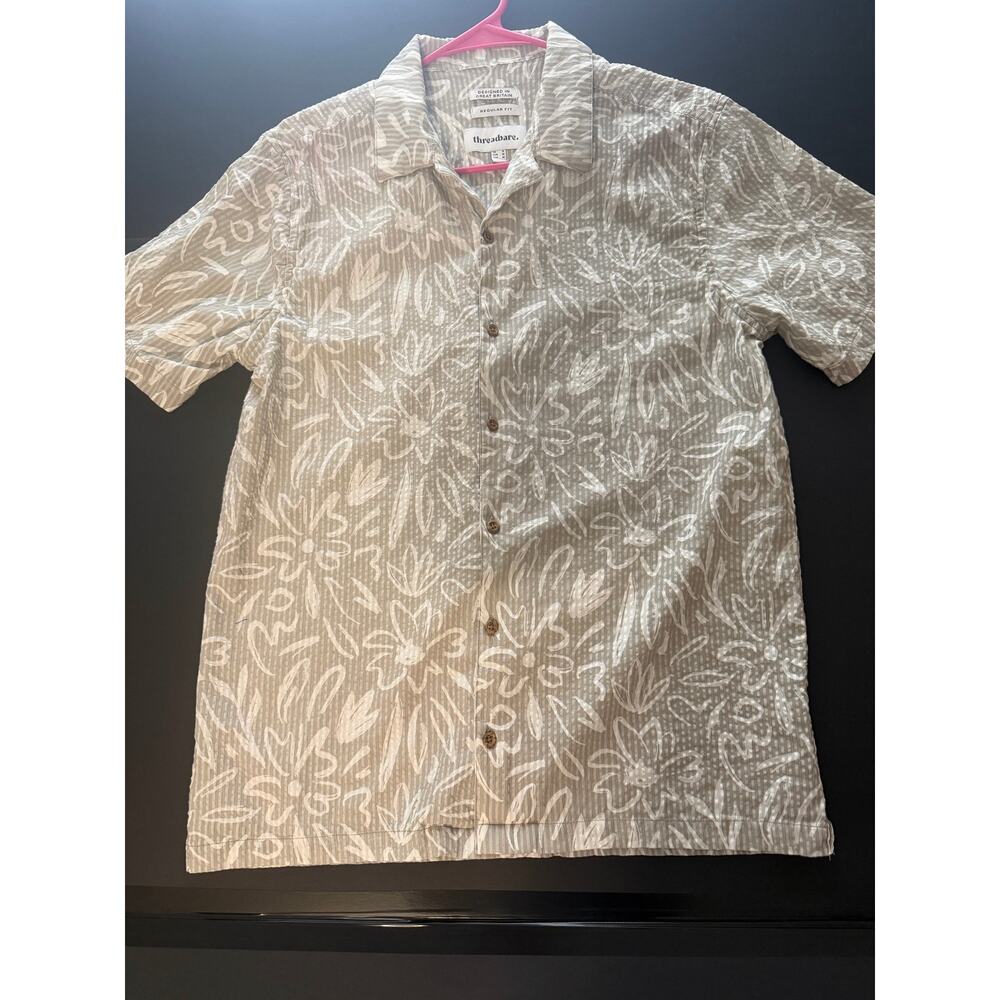 Threadbare Men’s Regular Fit Floral print Shirt – 100% Cotton – Size M